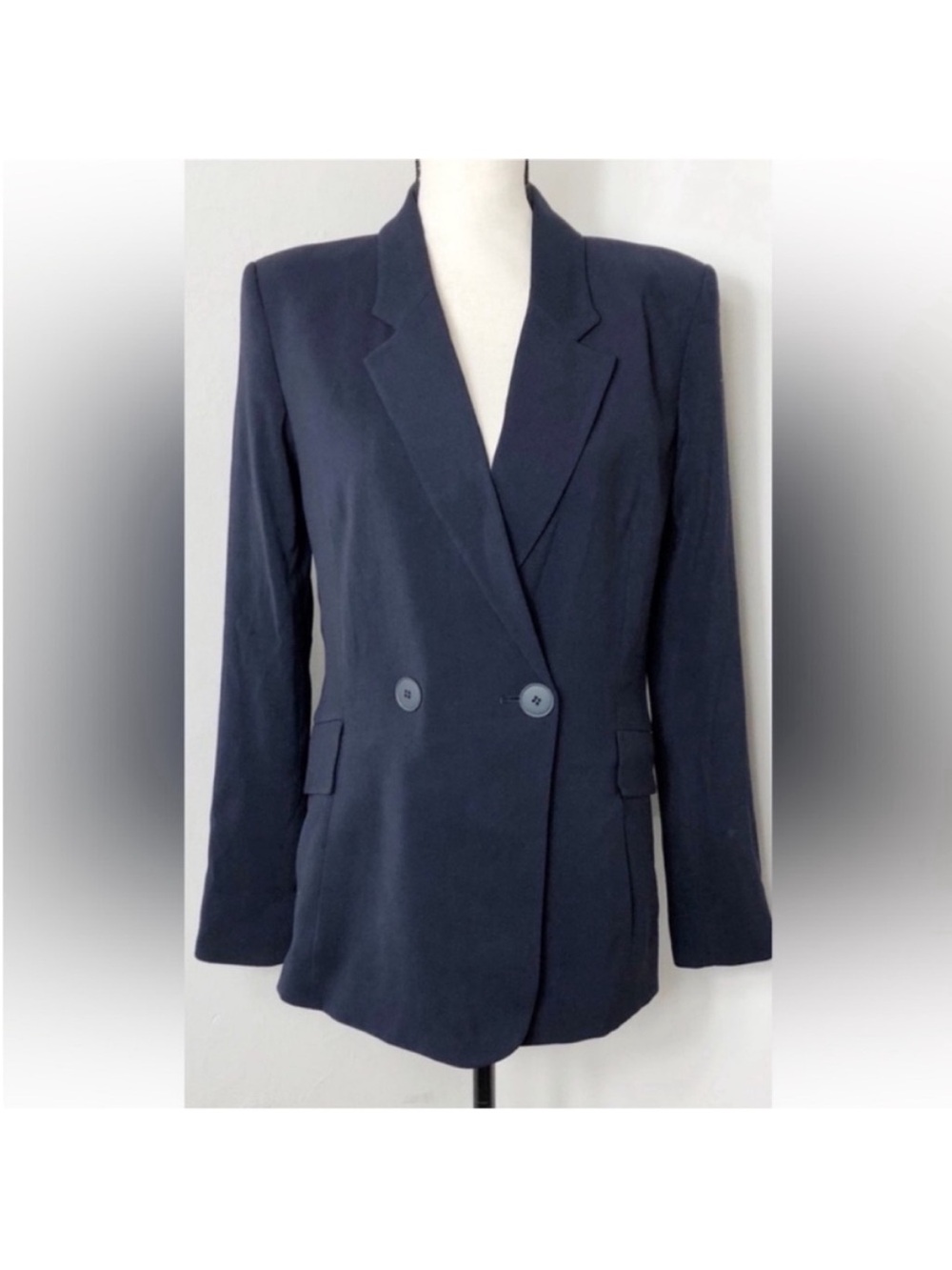 Theyskens' Theory Jigal Fologna Classic Womens Navy Double-Breasted Blazer Sz 8